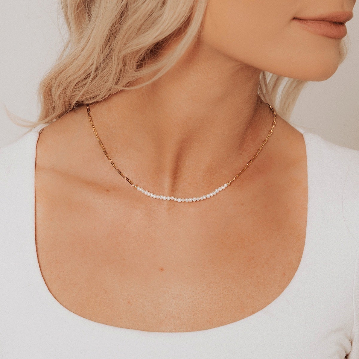 Pearl Drop Necklace, Chunky Paperclip Chain – Stefanie Wolf Designs
